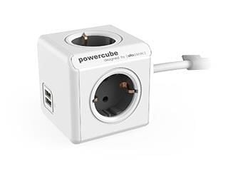 PowerCube extended double USB + 4 pistorasiaa 1,5 metrin johdolla varustettuna