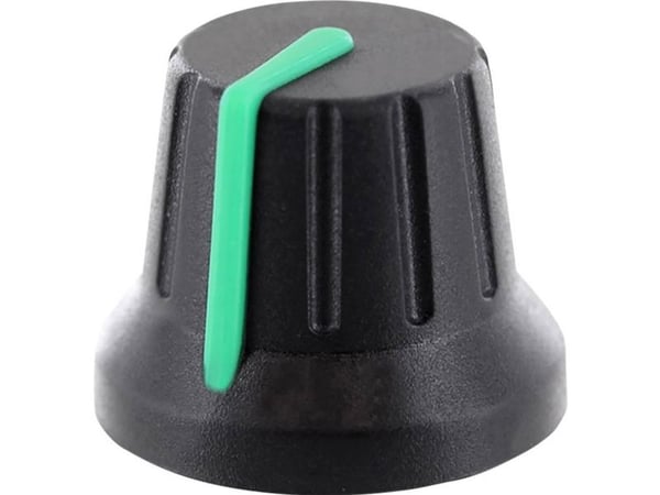 TRU COMPONENTS Drejeknap med knopmarkering Sort (Ø x K) 18,8 mm x 15,24 mm 1 stk 1 stk TRU COMPONENTS Drejeknap med knopmarkering Sort (Ø x K) 18,8 mm x 15,24 mm 1 stk 1 stk