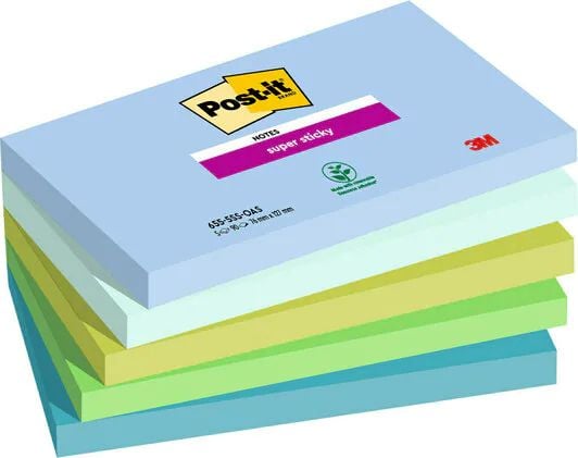 Post-It Super Sticky Notes Oasis, 76 x 127 mm, pakke a 5 stk