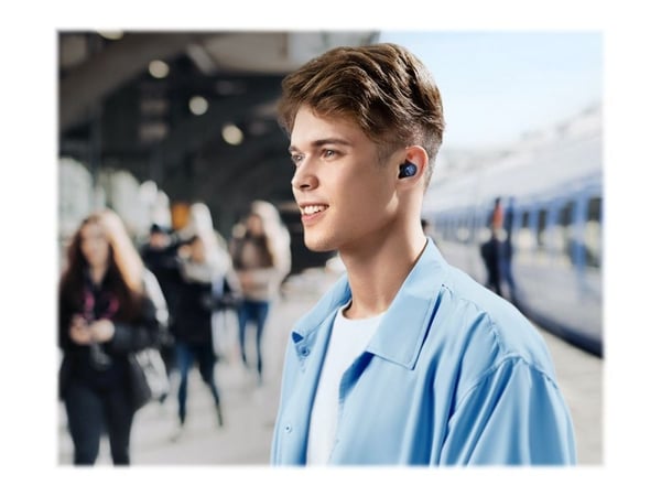 Soundcore Space A40 - True wireless-hodetelefoner med mikrofon - i øret - Bluetooth - aktiv støydemping - marineblå