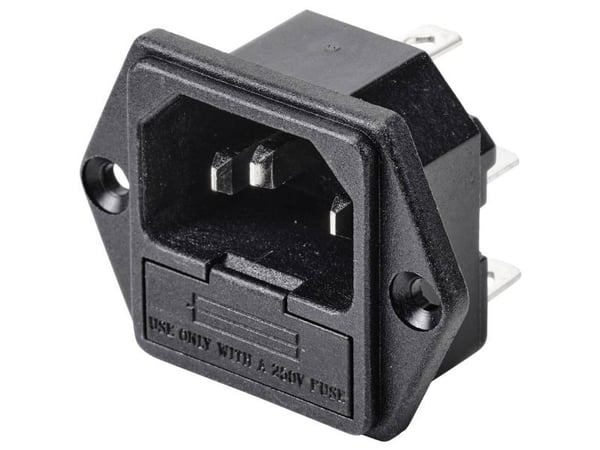 TRU COMPONENTS TC-10088368 IEC-liitin Liitin, uppoasennettava pystysuora Nappien kokonaismäärä: 3 10 A Musta 1 kpl