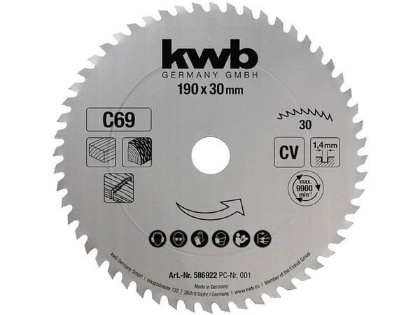 kwb 586922, Kromvanadiumstål, Kryssfiner, Mykt tre, 19 cm, 3 cm, 1,4 mm, 1 stykker