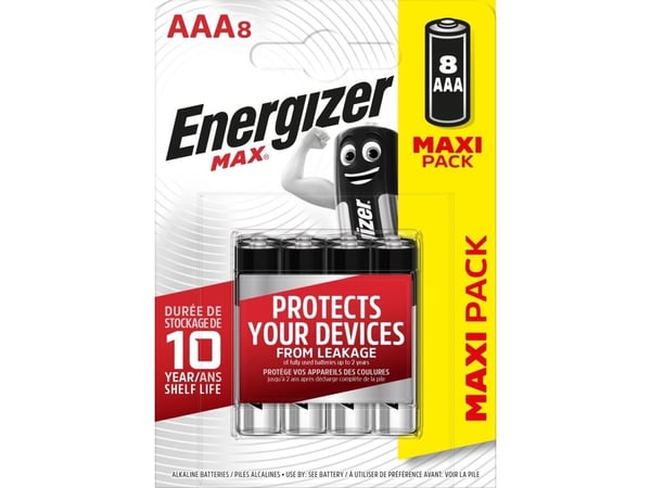 Energizer MAX AAA, Kertakäyttöinen akku, AAA, Alkali, 1,5 V, 8 kpl, Cd (kadmium), Hg (elohopea)