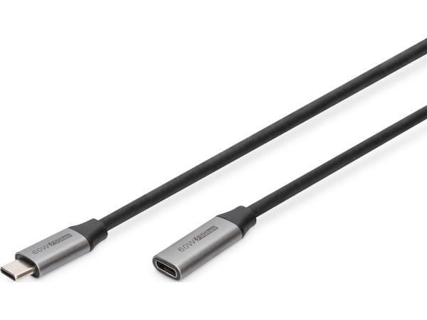 DIGITUS - USB-forlengelseskabel - USB-C (hann) til USB-C (hunn) - USB 3.1 - 1 m - 4K-støtte - svart