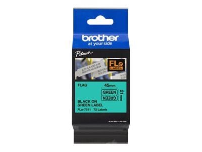Brother - Polyesteri - musta ja vihreä - 21 x 45 mm 72 tarraa (1 rulla (1 rulla) x 72) painomerkin leikkaustarra - P-Touch PT-D800W, PT-P900W, PT-P...