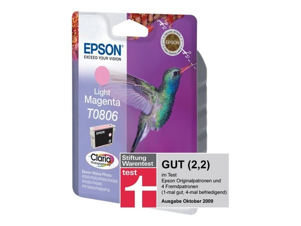 Epson Hummingbird Mustepatruuna Light Magenta T0806 Claria Photographic Ink, Magenta, Väriainepohjainen muste, 7,4 ml, 1 kpl, Kertapakkaus