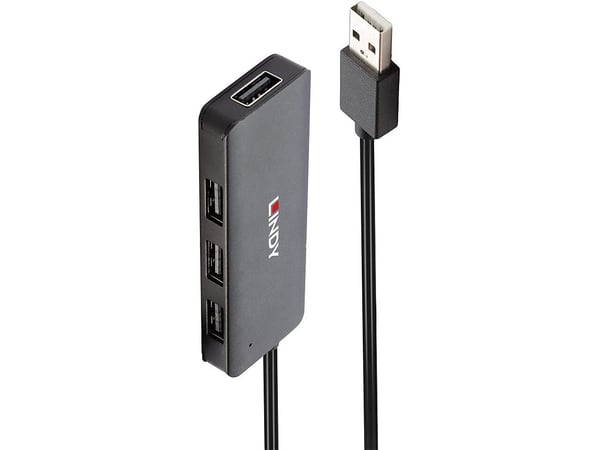 Lindy 42986, USB 2.0, USB 2.0, 480 Mbit/s, Svart, Plast, Rund kabel
