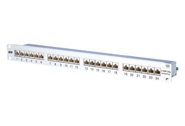 BTR E-DAT C6A 24x8(8) - Koblingspanel - CAT 6 - RJ-45 X 24 - sølv - 1U - 19"