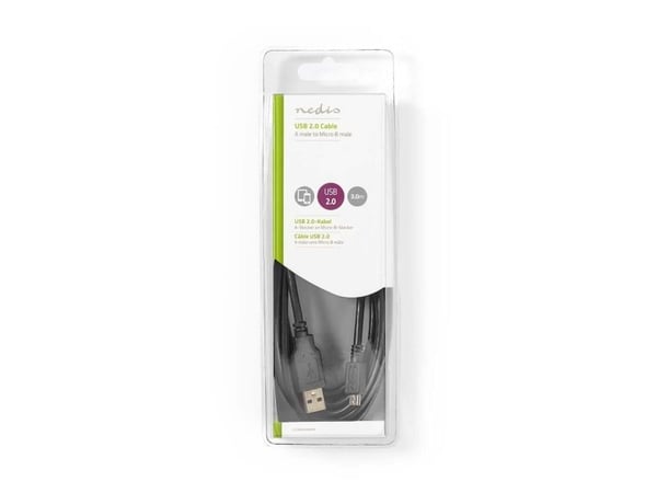 Nedis - USB-kabel - USB (hann) til Micro-USB type B (hann) - USB 2.0 - 3 m - rund - svart