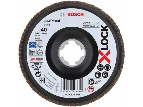 Bosch Best for Metal X571 - Lamellslipskiva - för metall - 125 mm - X-LOCK - grus: 40