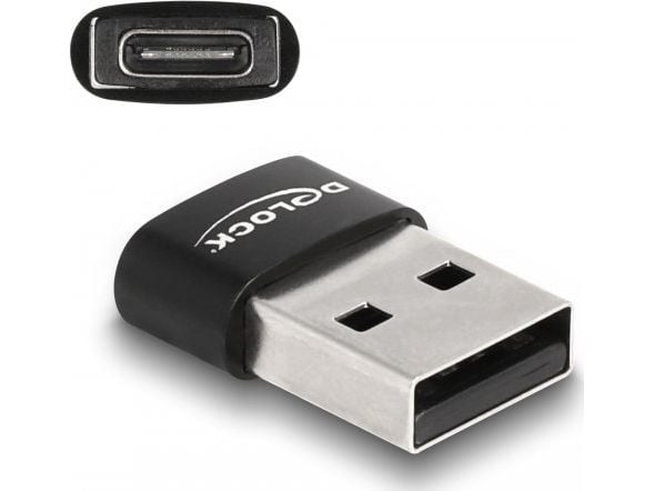 Delock - USB-adapter - USB (hann) til USB-C (hunn) - USB 2.0 - 3 V - 5 A - svart