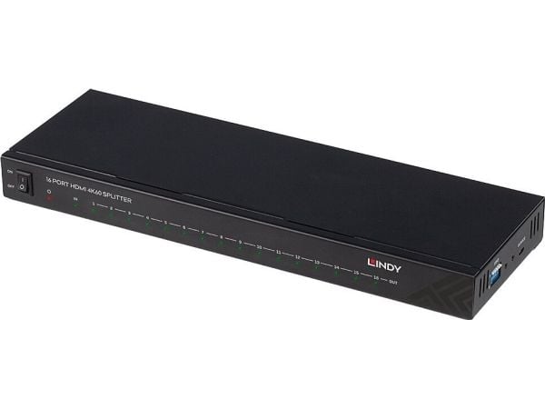 Lindy 38239, HDMI, 16x HDMI, 3840 x 2160 piksler, Svart, 4K Ultra HD, 60 Hz