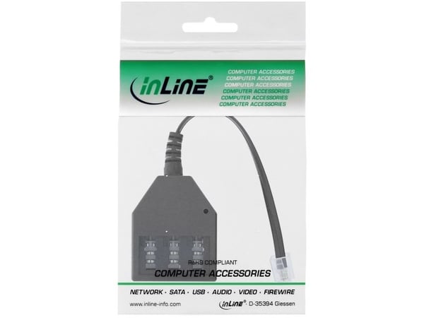 InLine 69942A, 0,1 m, TAE, RJ-11, musta, 25 g, 70 mm