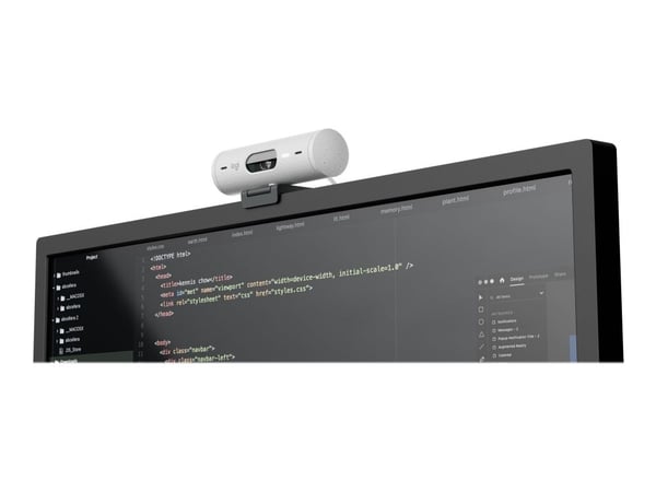 Logitech BRIO 500 - Webkamera - farge - Full HD (1920 x 1080) - Innebygd mikrofon (Stereo) - USB-C - Off-White