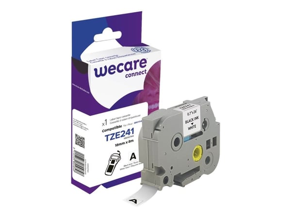 Wecare - Hvit - Rull (1,8 cm x 8 m) 1 kassett(er) merketape - for Brother PT-D600; P-Touch PT-18, 2470, 3600, D450, D800, E500, E550, H101, H500, P...
