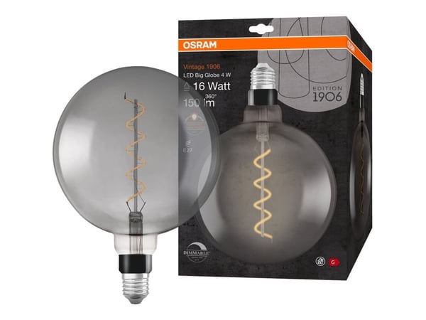 OSRAM 4058075270046 LED (RGB)-lampe EEK G (A - G) E27 Globeform 4 W Varmhvid (Ø x L) 200,0 mm x 287 mm 1 stk.
