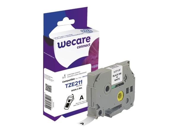 Wecare - Vit - Rulle (0,6 cm x 8 m) 1 kassett(er) etiketttejp - för Brother PT-D210, D600, H110; P-Touch PT-1005, D200, D450, E550, H105, H110, P30...