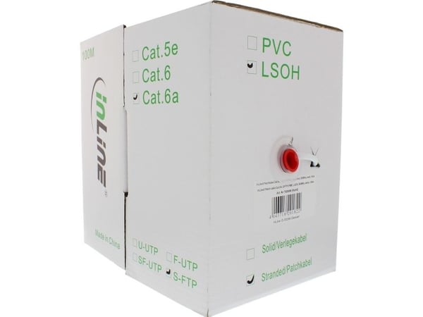 InLine 76899W, 100 m, Cat6a, S/FTP (S-STP), Valkoinen
