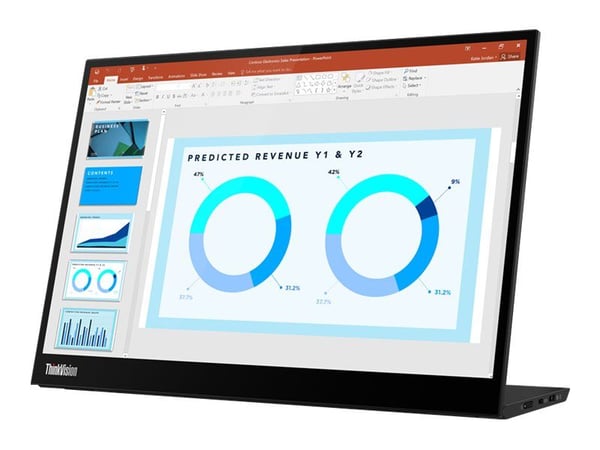 Lenovo ThinkVision M14d - LED-skjerm - 14" - portabel - 2240 x 1400 2.2K @ 60 Hz - IPS - 300 cd/m² - 1500:1 - 6 ms - 2xUSB-C - ravnsort