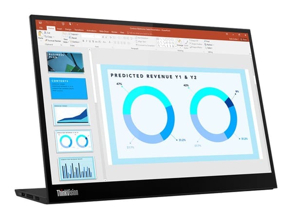 Lenovo ThinkVision M14d - LED-skjerm - 14" - portabel - 2240 x 1400 2.2K @ 60 Hz - IPS - 300 cd/m² - 1500:1 - 6 ms - 2xUSB-C - ravnsort