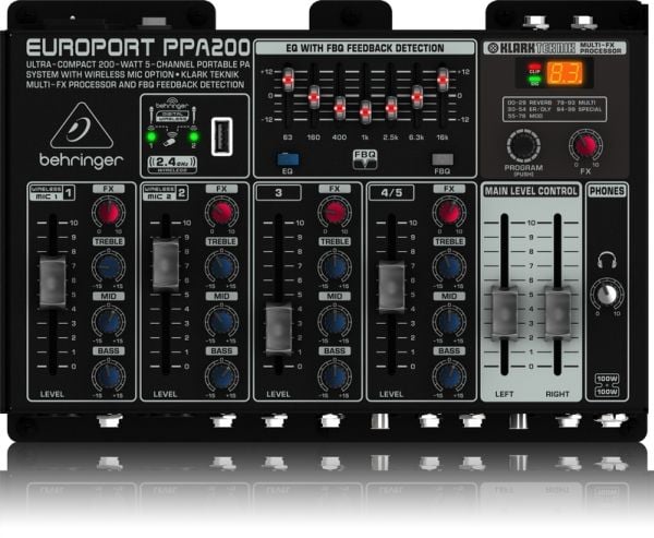 Behringer PPA200, 200 W, Sort, Ledning & Trådløs, AC, 100-240 V, 2,54 cm (1")