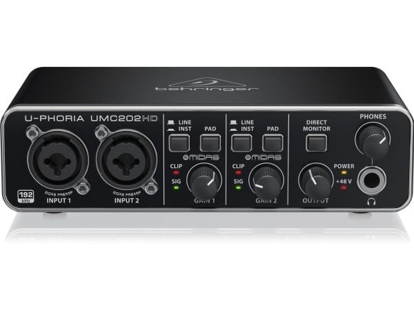 Behringer UMC202HD, Desktop, Sort, Metall, USB, -4 dBu, 24-bit/192kHz