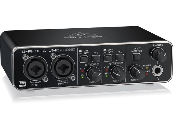 Behringer UMC202HD, Desktop, Sort, Metall, USB, -4 dBu, 24-bit/192kHz