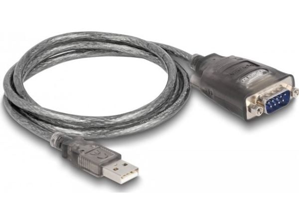 DeLOCK 61400, USB A, RS-232, Musta