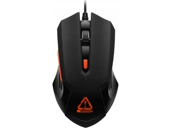 Canyon Star Raider, Oikeakätinen, Optinen, USB A-tyyppi, 3200 DPI, Musta, Oranssi