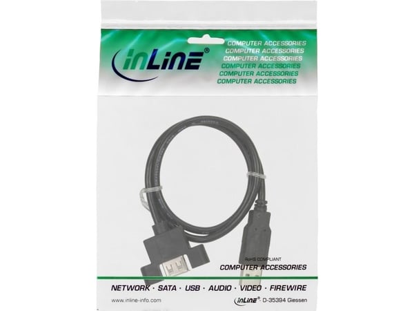 InLine B-33440E, 0,6 m, USB A, USB A, USB 2.0, Svart