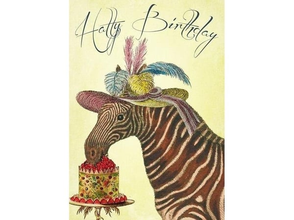 Madame Treacle kort B6 med konvolutt Bursdag Zebra i hatt