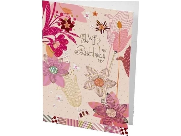 Turnowsky Gratulasjonskort B6 + konvolutt Bursdag Blomster rosa