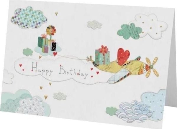 B6 anteckningsbok + kuvert Birthday airplane