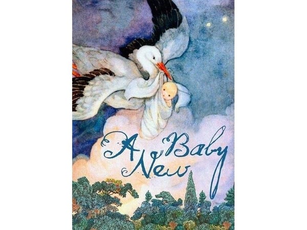 Madame Treacle B6-kort med konvolutt Birth of a Stork