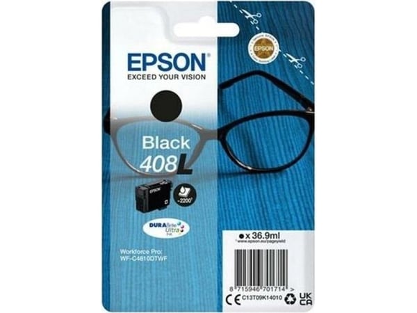 Epson Singlepack Black 408L DURABrite Ultra Ink, Perusvärintuotto, Väriainepohjainen muste, 36,9 ml, 2200 sivua, 1 kpl, Kertapakkaus