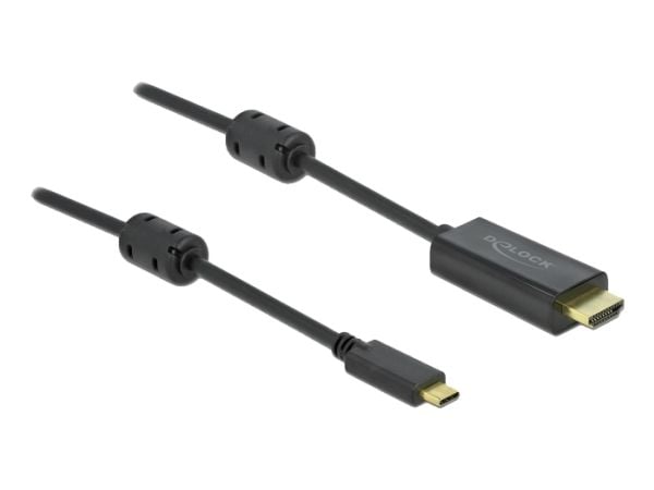 Delock - Video/lydkabel - 24 pin USB-C hann til HDMI hann - 5 m - svart - 4K-støtte, aktiv