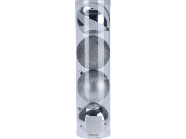 „Mondex“ sett med 4 kaledini-ball 12 cm sølv