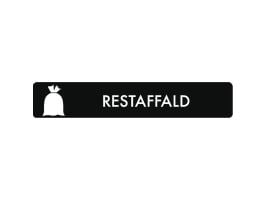 Piktogram restaffald, 3 x 16 cm, sort