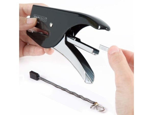 Rapesco SP-64, 12 ark, Sort, Flat låsemekanisme, Metall, 4,5 cm