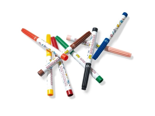 SES Creative My First Baby Markers, 8 kpl, Musta, Sininen, Ruskea, Vihreä, Oranssi, Vaaleanpunainen, Punainen, Keltainen, 1 vuosi/vuosia, Pyöreä pä...