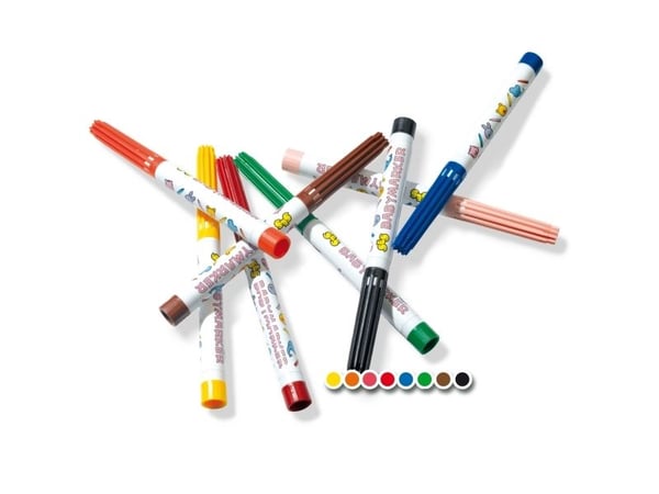 SES Creative My First Baby Markers, 8 kpl, Musta, Sininen, Ruskea, Vihreä, Oranssi, Vaaleanpunainen, Punainen, Keltainen, 1 vuosi/vuosia, Pyöreä pä...