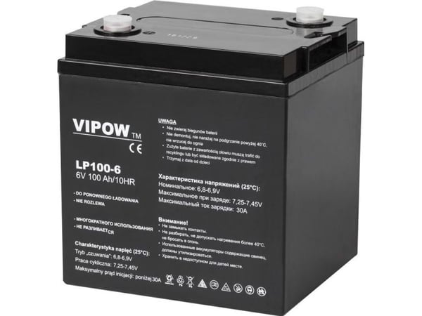 Švino akumuliatorius VIPOW 6V 100Ah