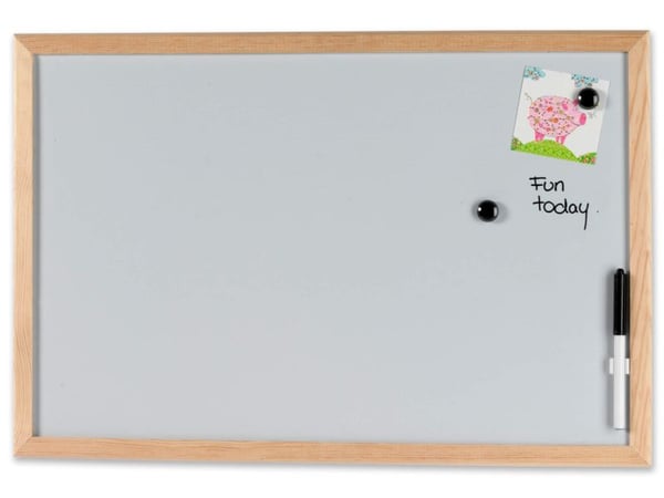 Whiteboard 60x40 cm magnetisk med træramme inkl. 1 marker og 2 magneter