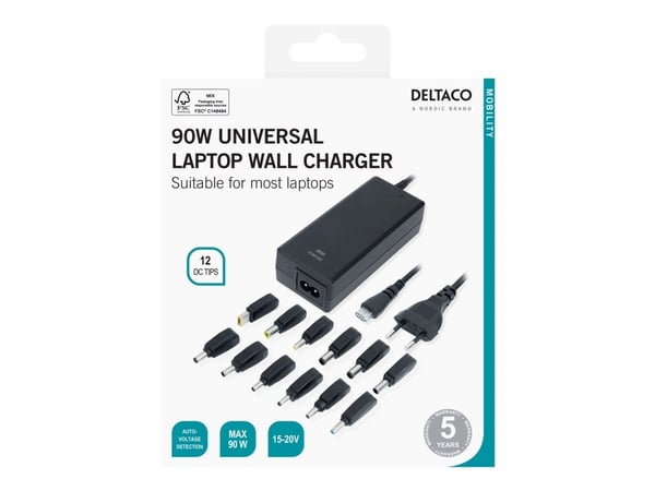 DELTACO - Strömadapter - 90 Watt
