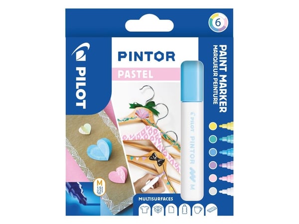 Marker Pilot Pintor Pastel Mix Medium 1,4 mm med 6 stk. ass. farver