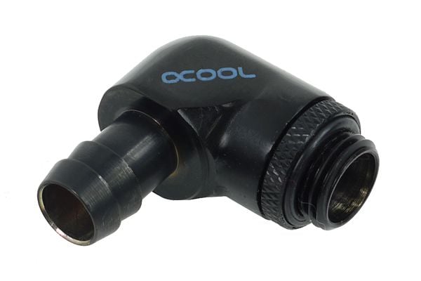 Alphacool HF-liitin suora G1/4 tuuman uros 10mm ID, 90 astetta - musta