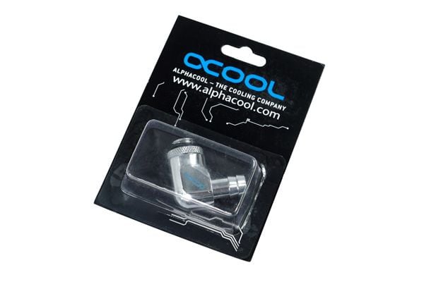 Alphacool HF-tilkobling rett G1/4 tommer AG til 10 mm ID, 90 grader - krom