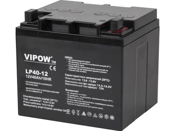 VIPOW blybatteri 12V 40Ah