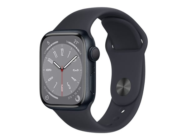 Apple Watch Series 8 (GPS) - 41 mm - midnattsaluminium - smartklokke med sportsbånd - fluorelastomer - midnatt - båndbredde: Regular - 32 GB - Wi-F...