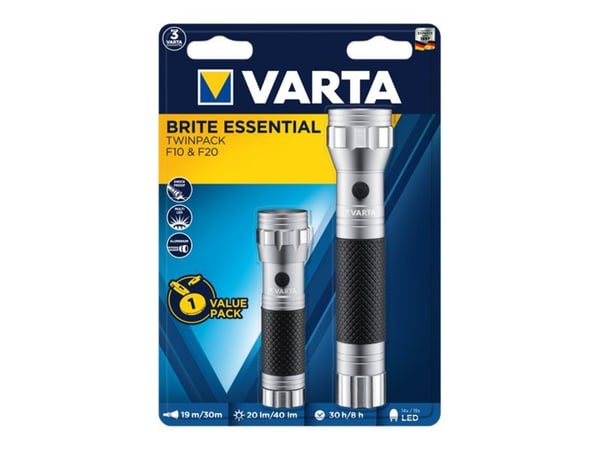 Varta Brite Essential Twinpack F10 / F20 - Taskulamppu - LED (2 kpl)